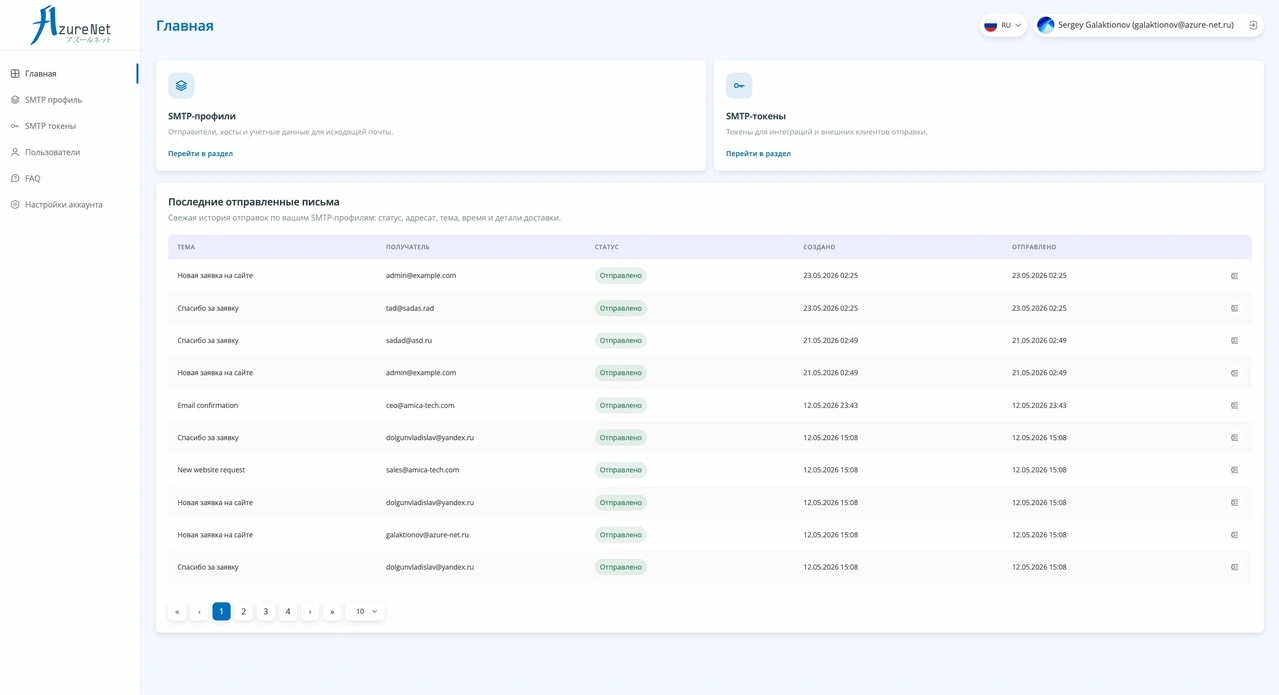 Превью интерфейса SMTP-сервиса